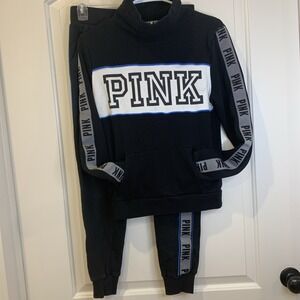 Victoria Secret Pink Sweatshirt And Sweatpants Black Small Top XS Pants
